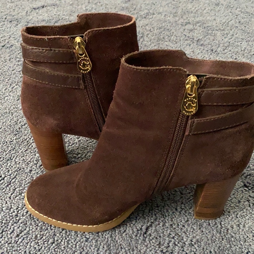 Brown suede booties. Like new.